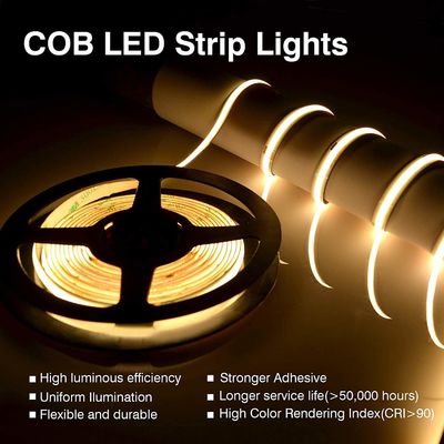 Ra90 DC 480 LED 칩 Cob는 Rgb 탄력적 주도하는 스트립 24v 3000k를 이끌었습니다