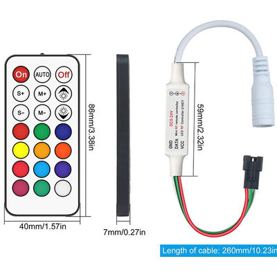 DC5 - WS2811 WS2812B 꿈 색 띠 빛을 위한 24V 소형 LED 라이트 제어기 21Key명