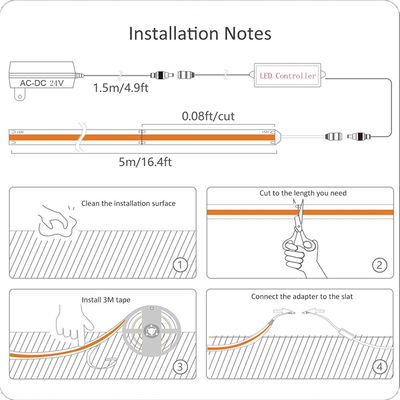 2023 COB는 스트립에게 480leds 2700K 3000K 4000K 6000K 드오틀스 플렉시블 테이프 빛을 보내게 했습니다