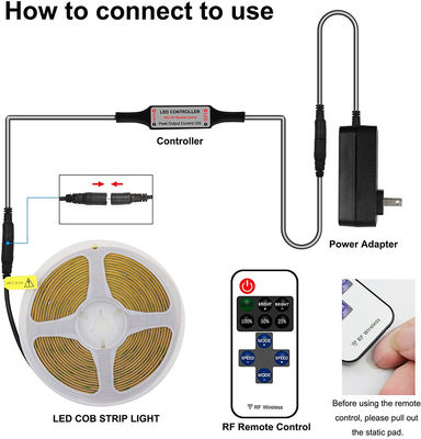2023 COB는 스트립에게 480leds 2700K 3000K 4000K 6000K 드오틀스 플렉시블 테이프 빛을 보내게 했습니다